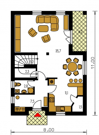 Mirror image | Floor plan of ground floor - KOMPAKT 43